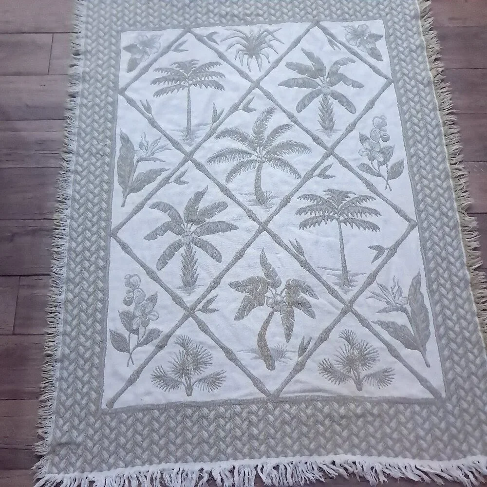 Mohawk Home Tapestry‎ Throw Blanket Tropical Palm tree plants Goodwin Weavers